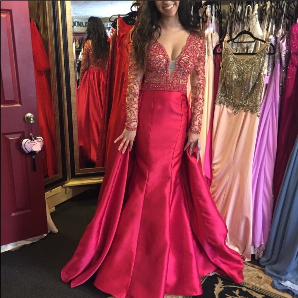 red jovani beaded dress - Picture 3 of 3
